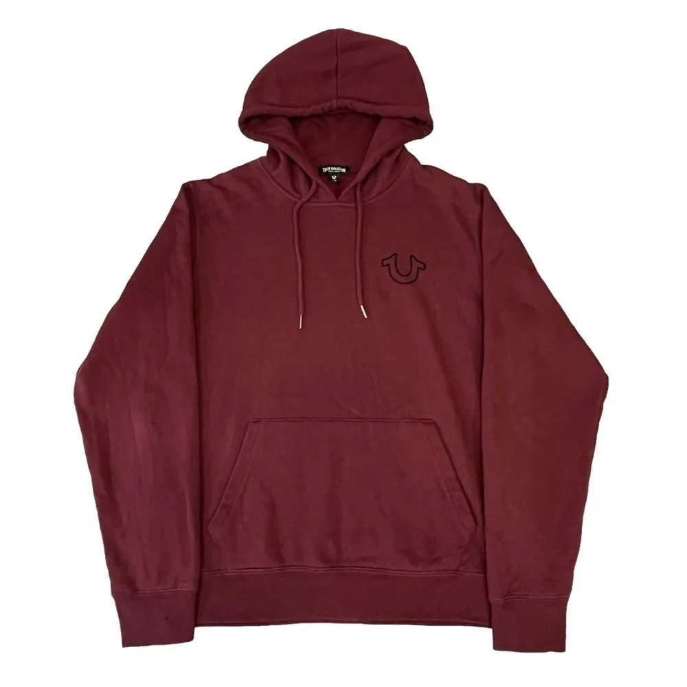 True Religion Men’s Logo Back Hoodie. Burgundy Size Large #1220